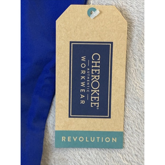 Cherokee Authentic Workwear New Scrub Top Women Galaxy Blue XS 3 Pockets V Neck - Picture 3 of 5
